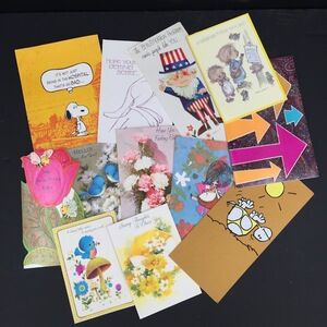 Vintage greeting Cards LOT ephemera Used GREAT cursive Graphics Scrapbooking